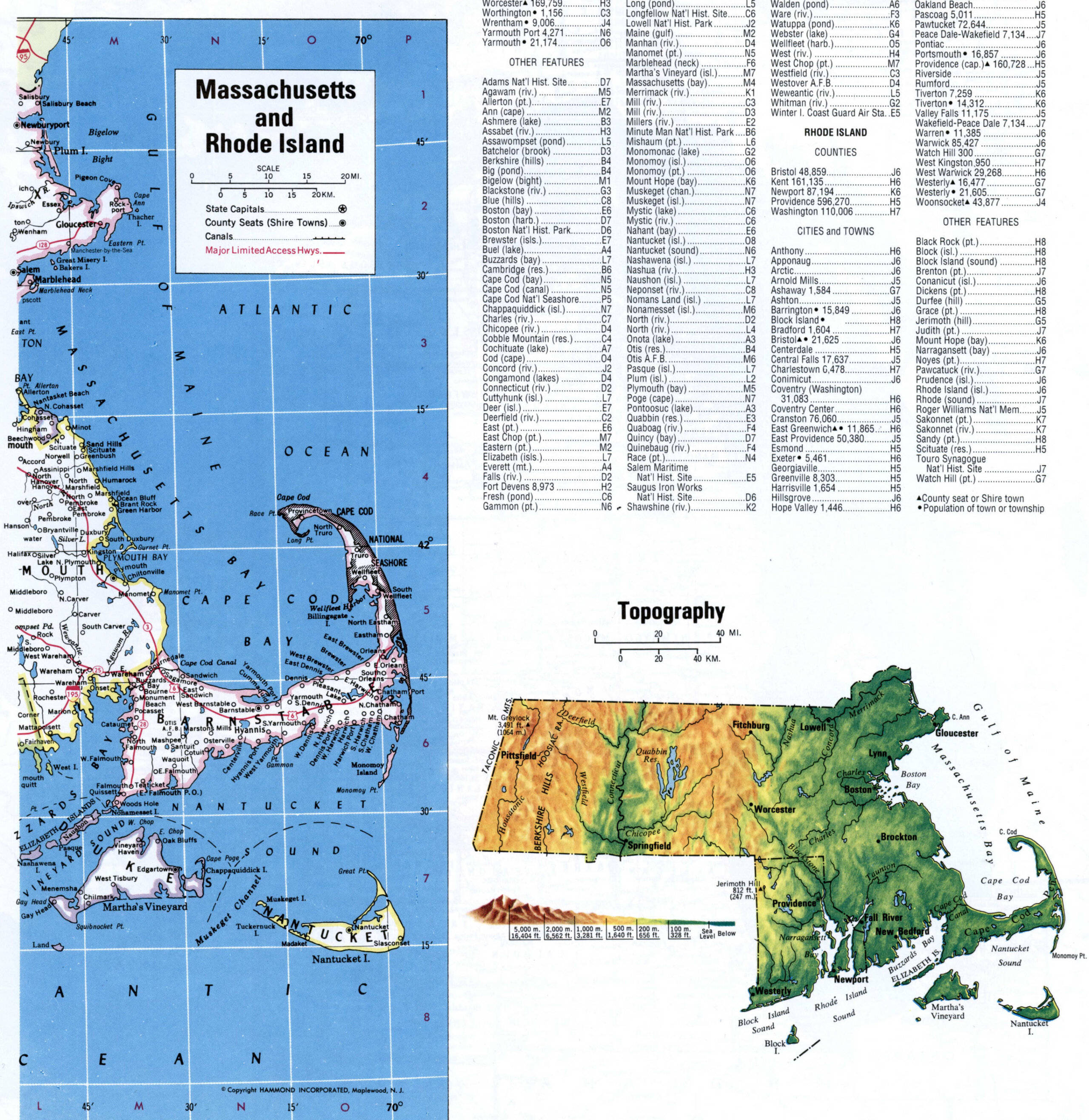 Map of Massachusetts with county boundary lines