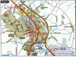 Map of Dover DE with trucker routes