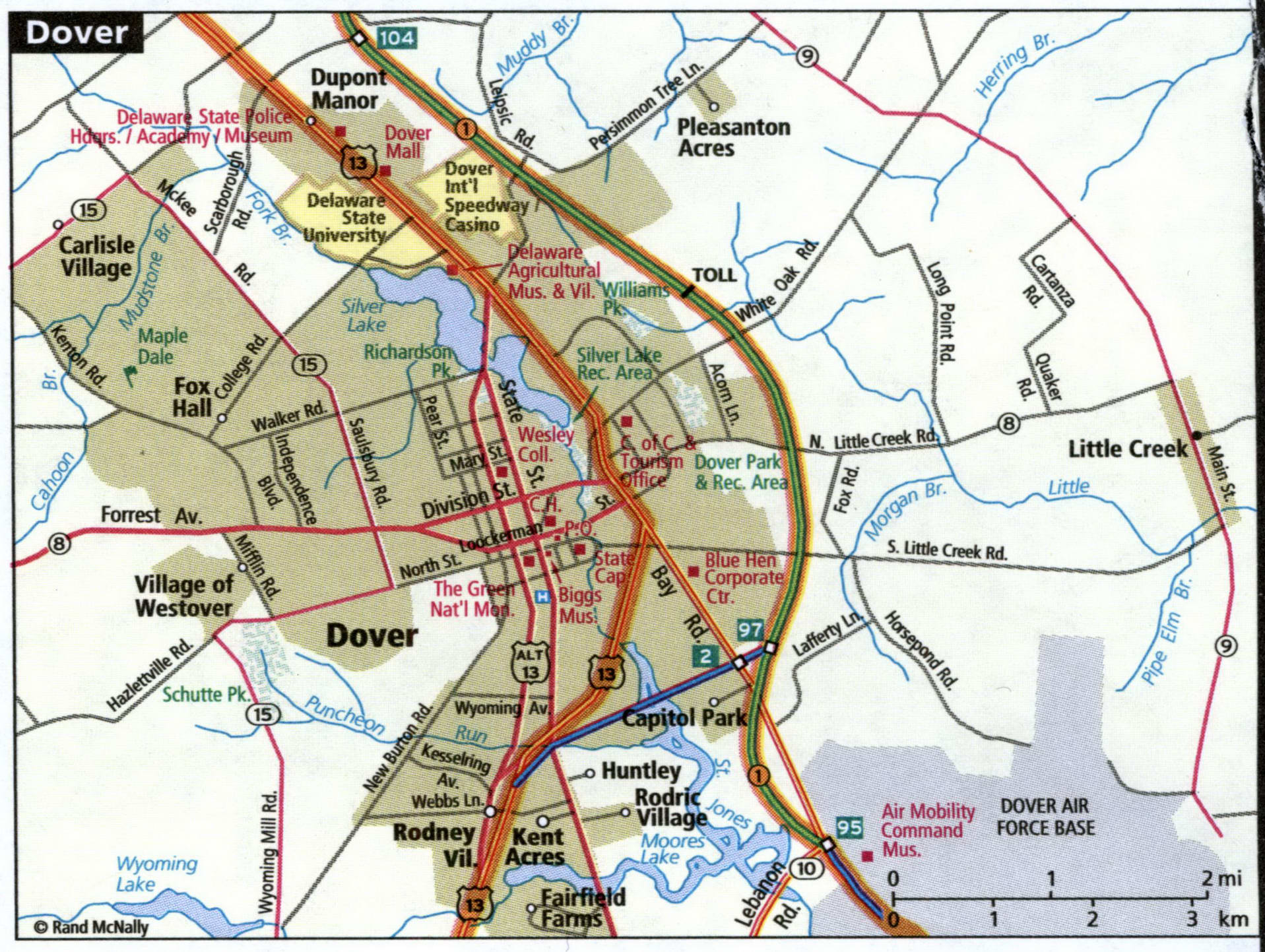 Map of Dover DE with trucker routes