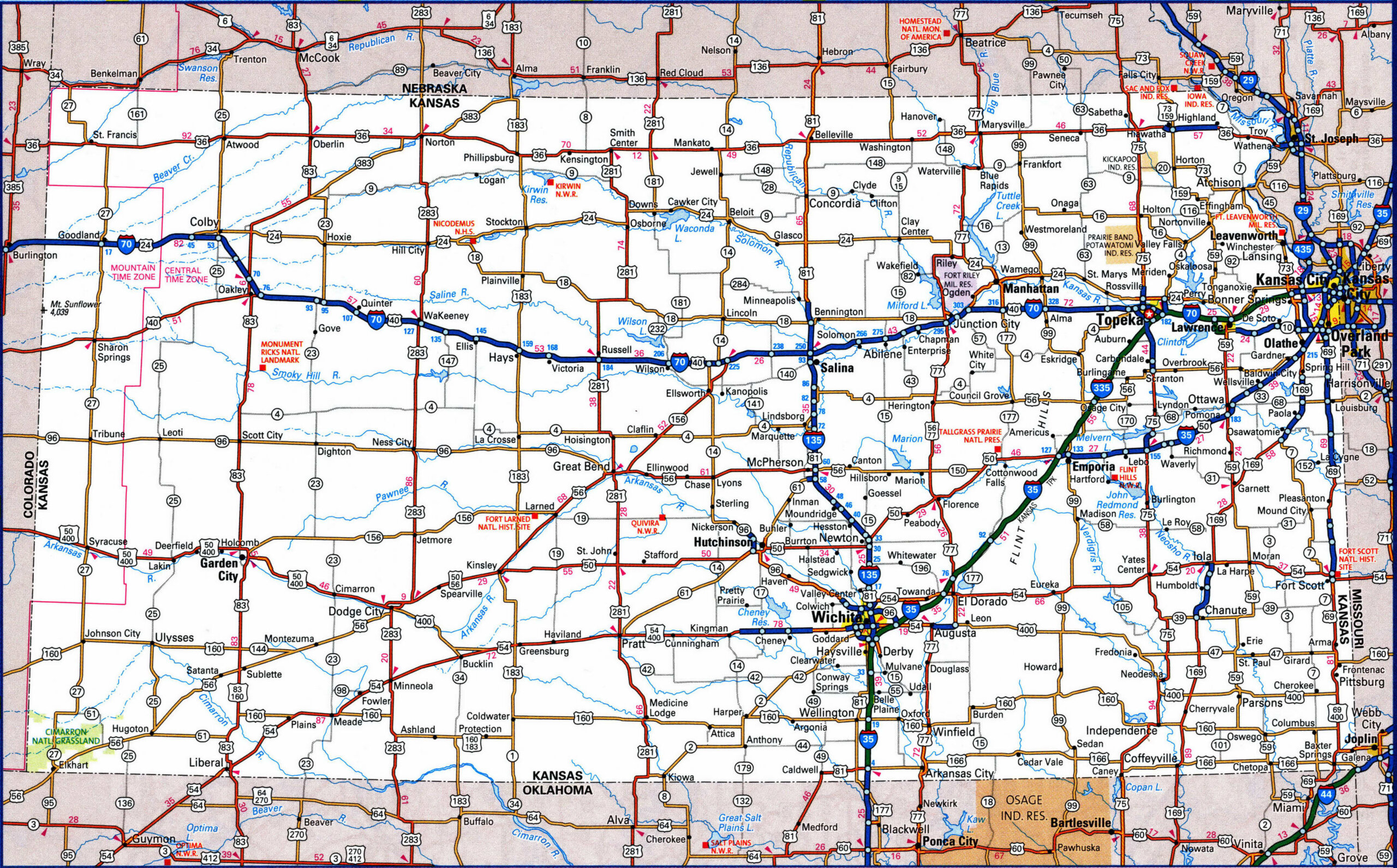 road map of Kansas