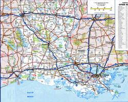 Map of highways and roads of the state of Louisiana