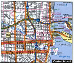 Map of Central Miami FL with trucker routes