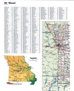 Map of Missouri with county lines