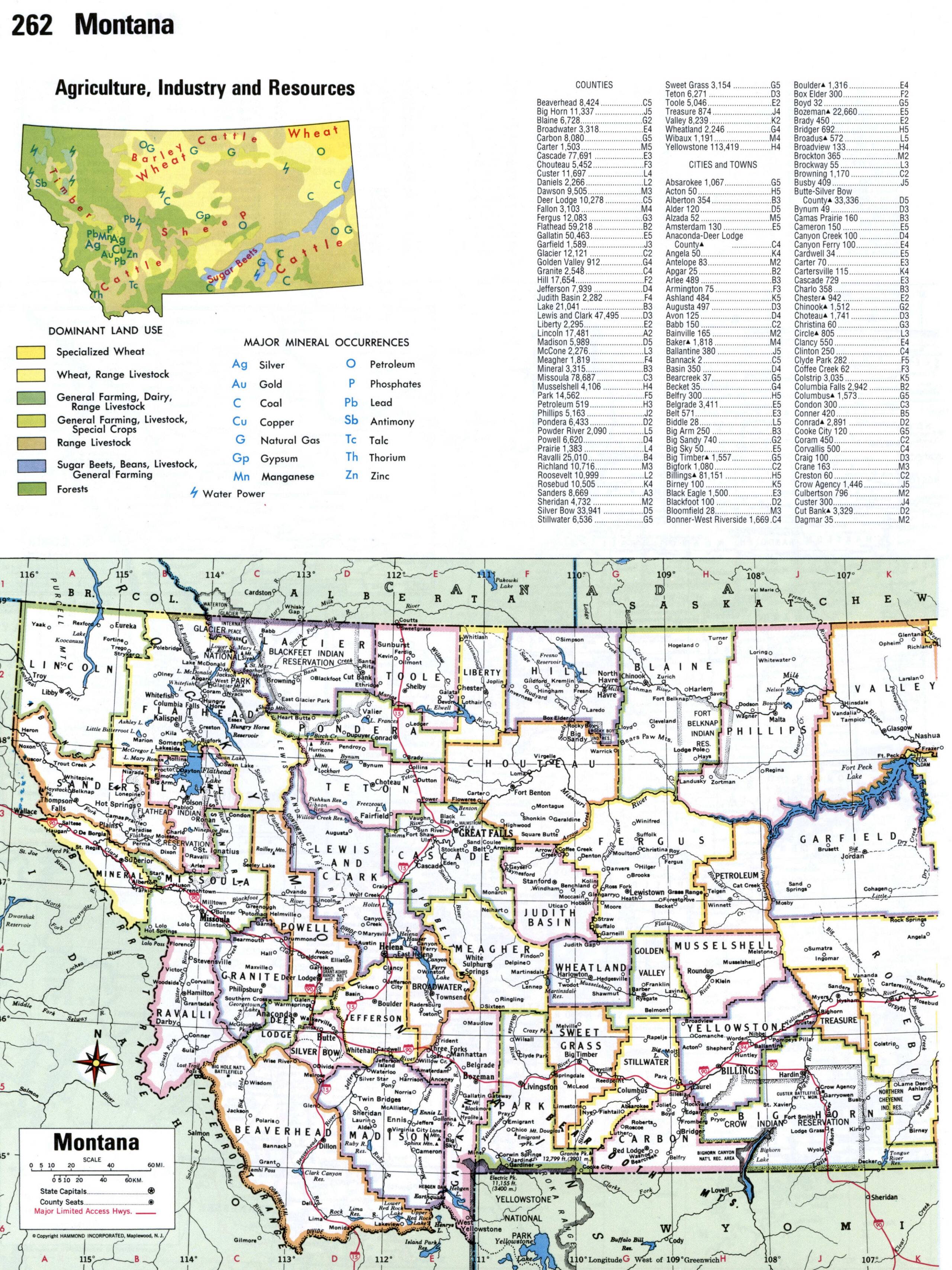 Map of Montana with county lines
