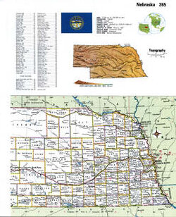 Map of Nebraska with county lines