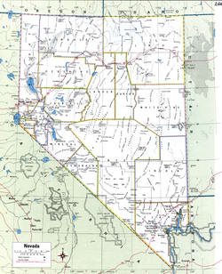 Map of Nevada with county lines
