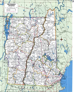 Map of New Hampshire with county lines