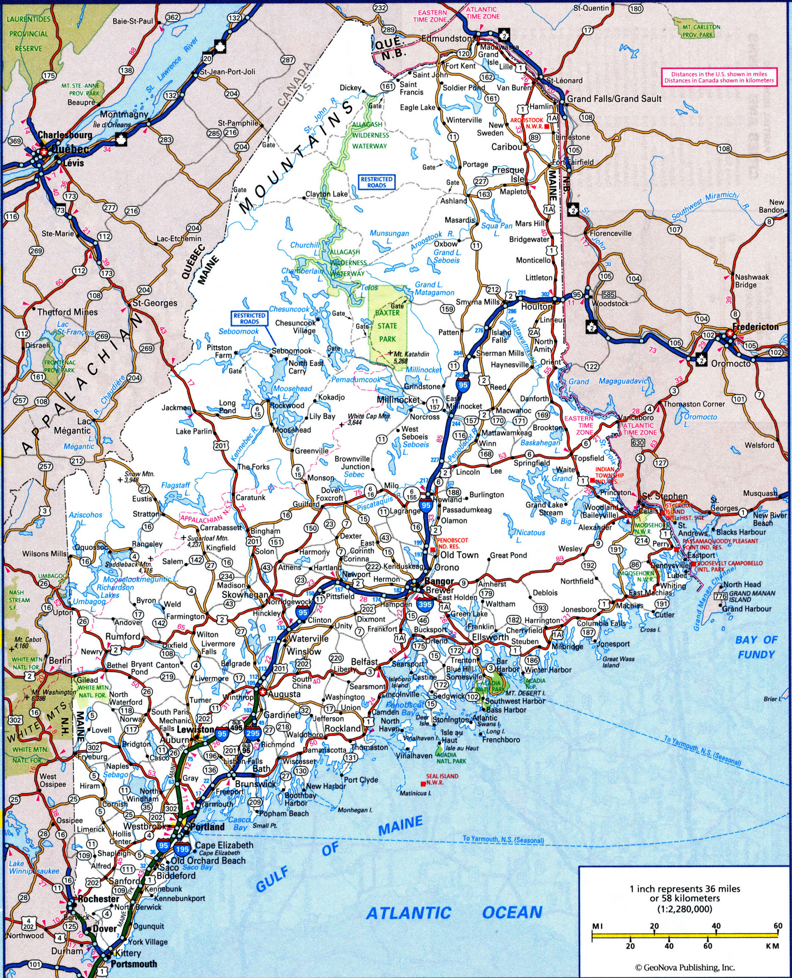 road map of Maine