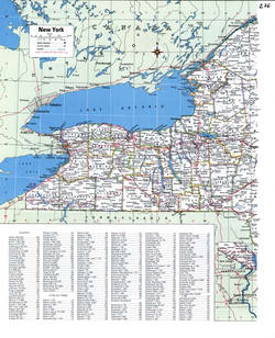 Map of New York with county lines