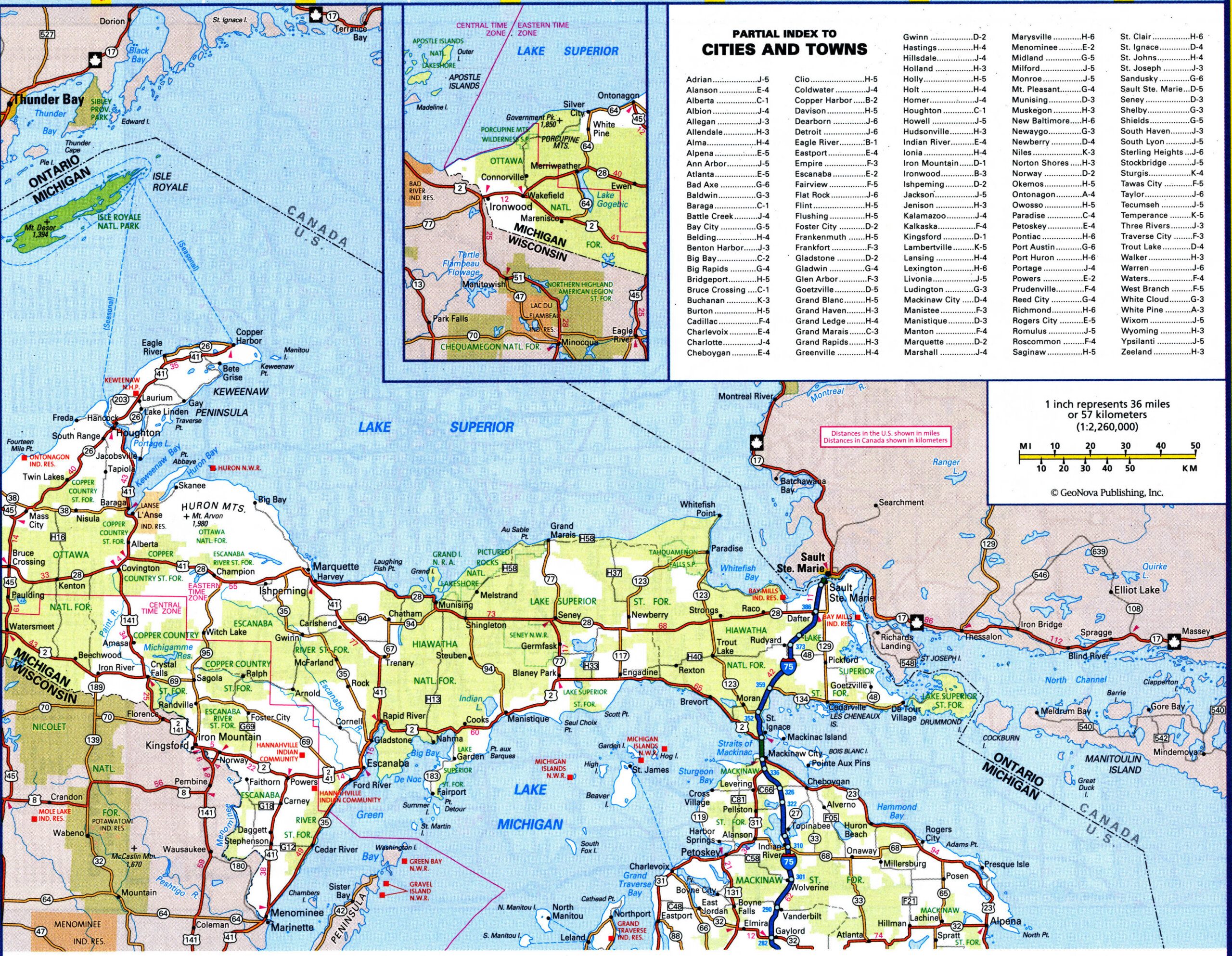 road map of northern Michigan