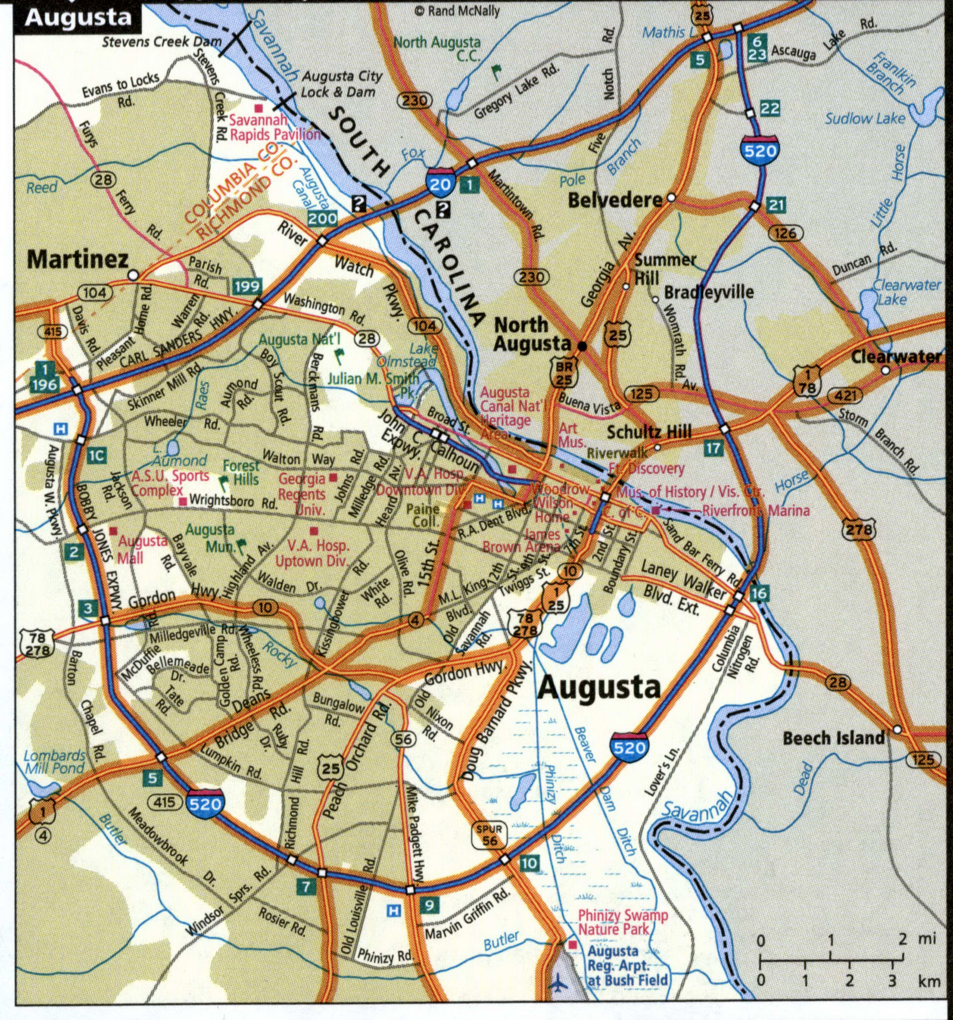 Map of Augusta GA with truck routes
