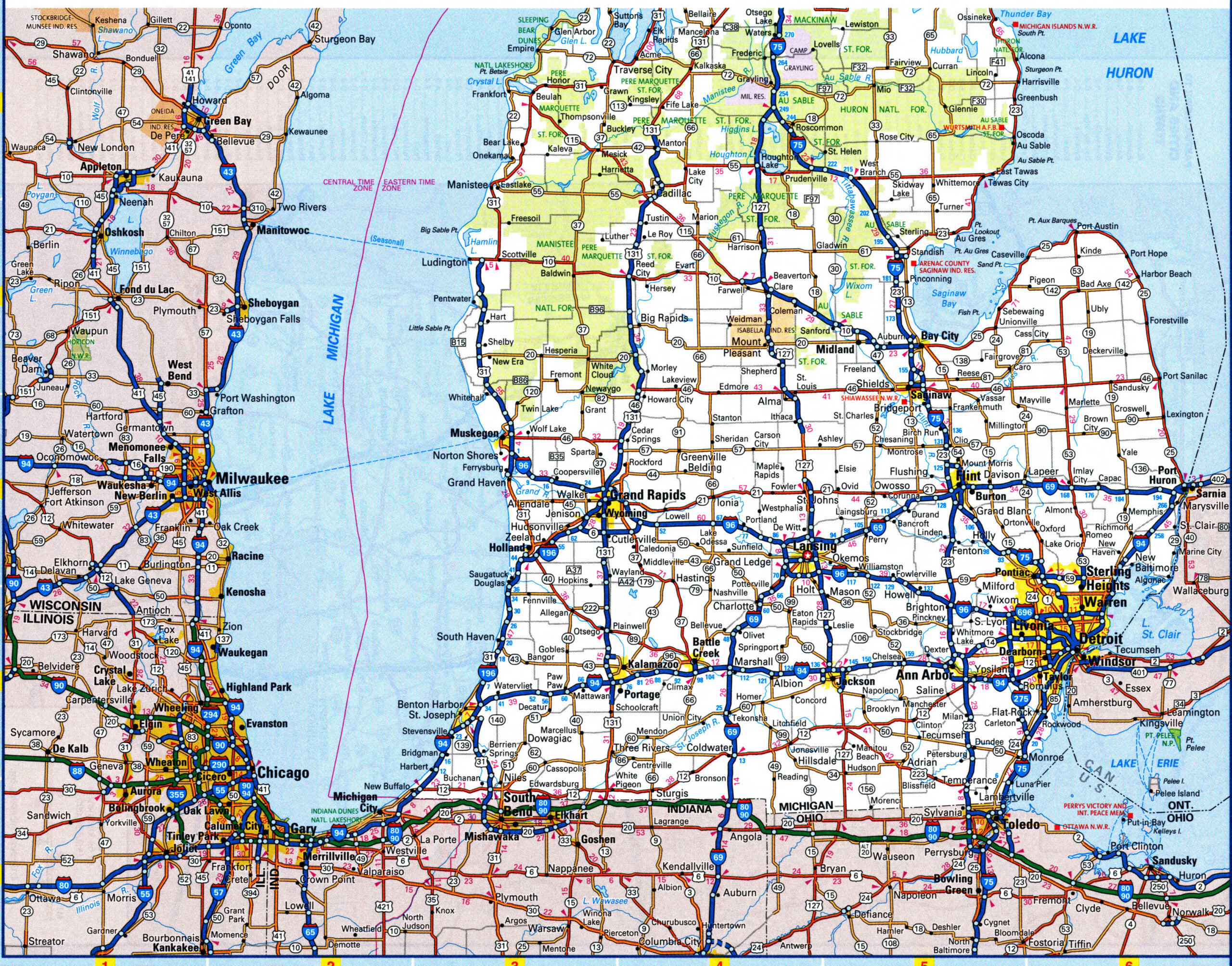 road map of southern Michigan