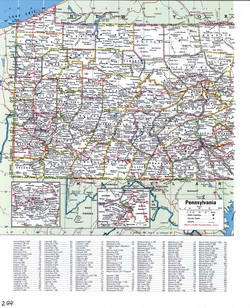 Map of Pennsylvania with county lines
