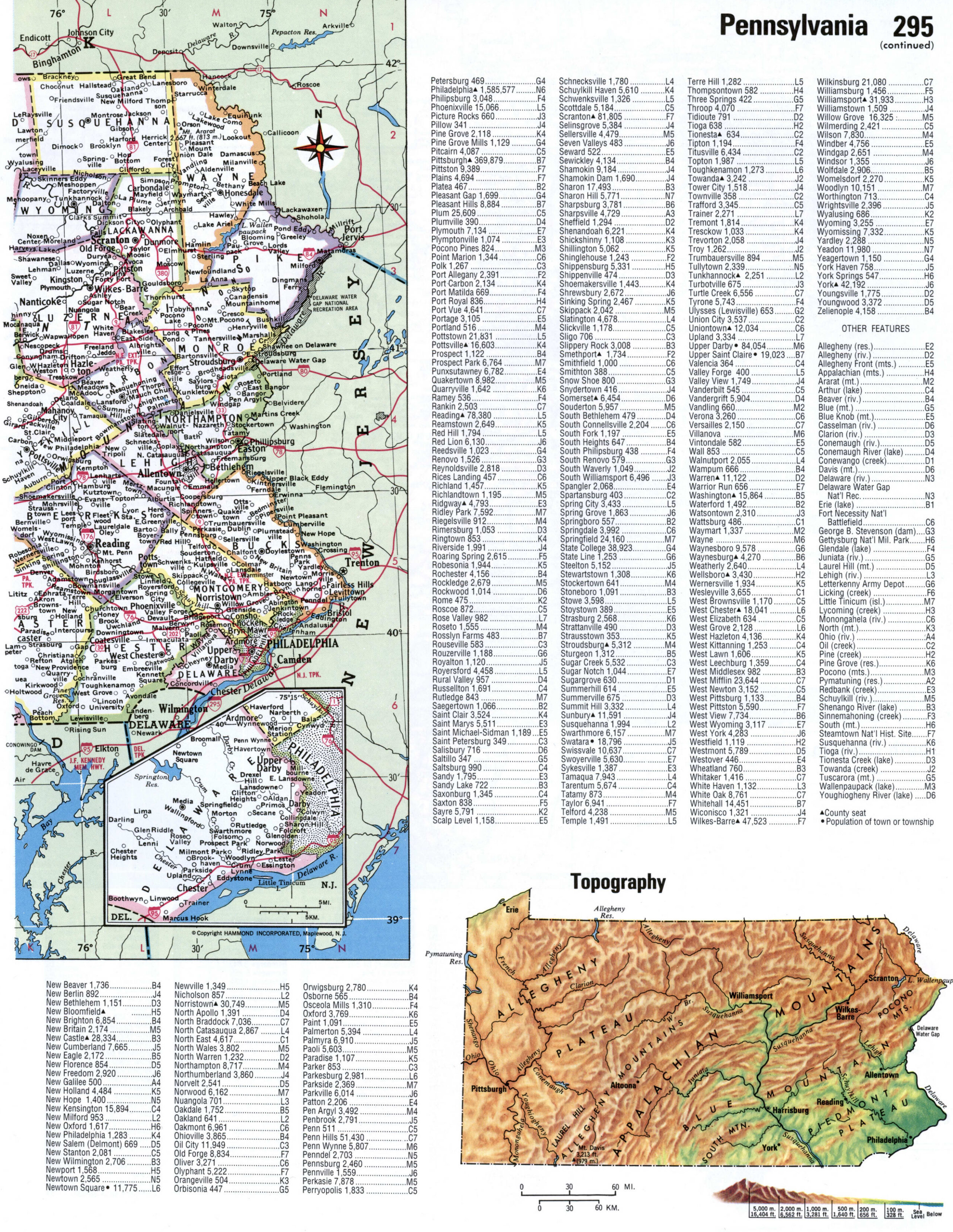 Map of Pennsylvania with county lines