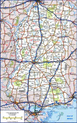 road map of Mississippi
