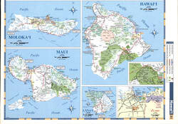 Map of Hawaii. Map of the state of Hawaii with cities and towns