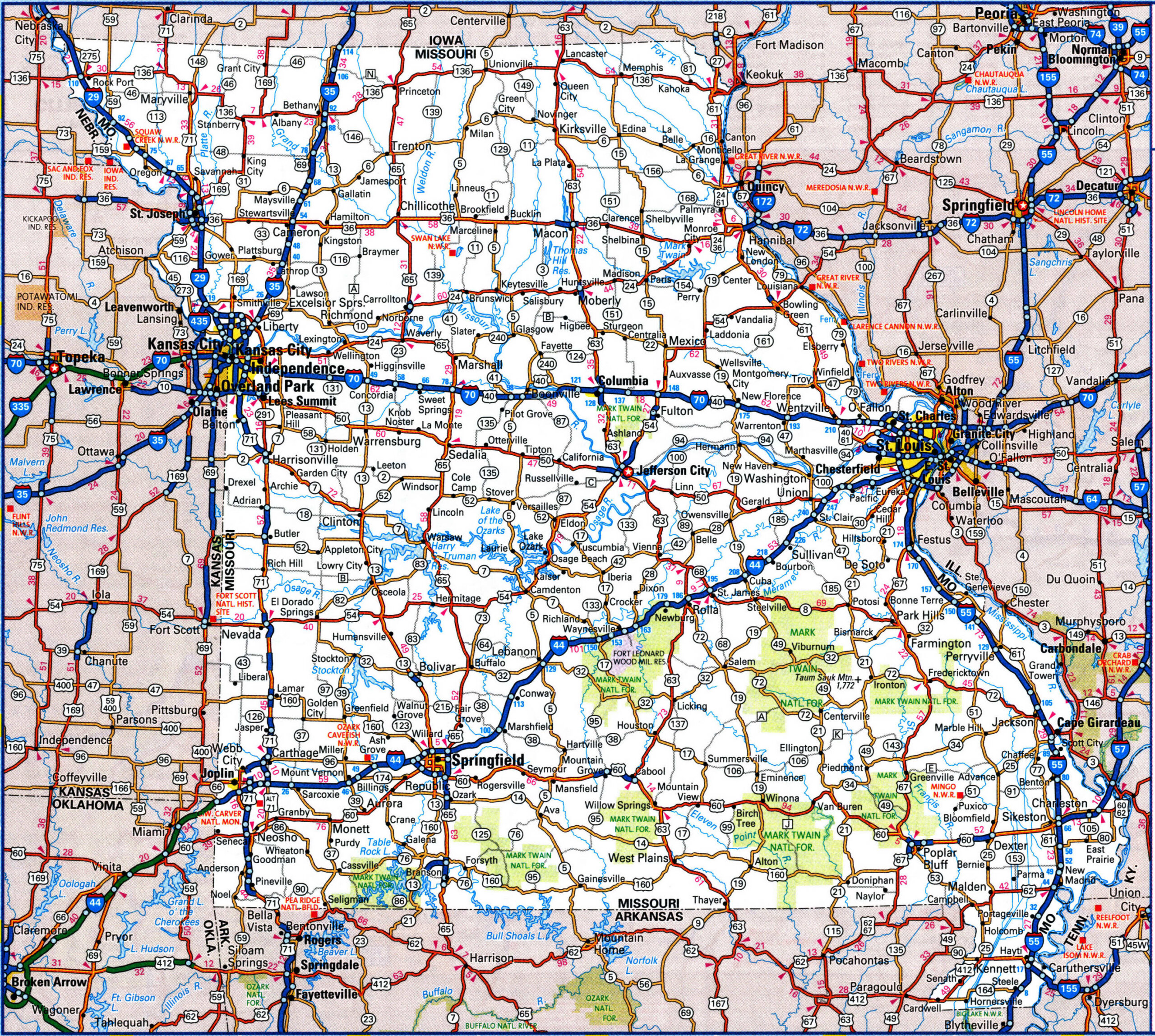 road map of Missouri