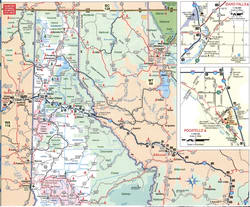 Map of northern Idaho. Map of the northern part of the state of Idaho with cities and towns