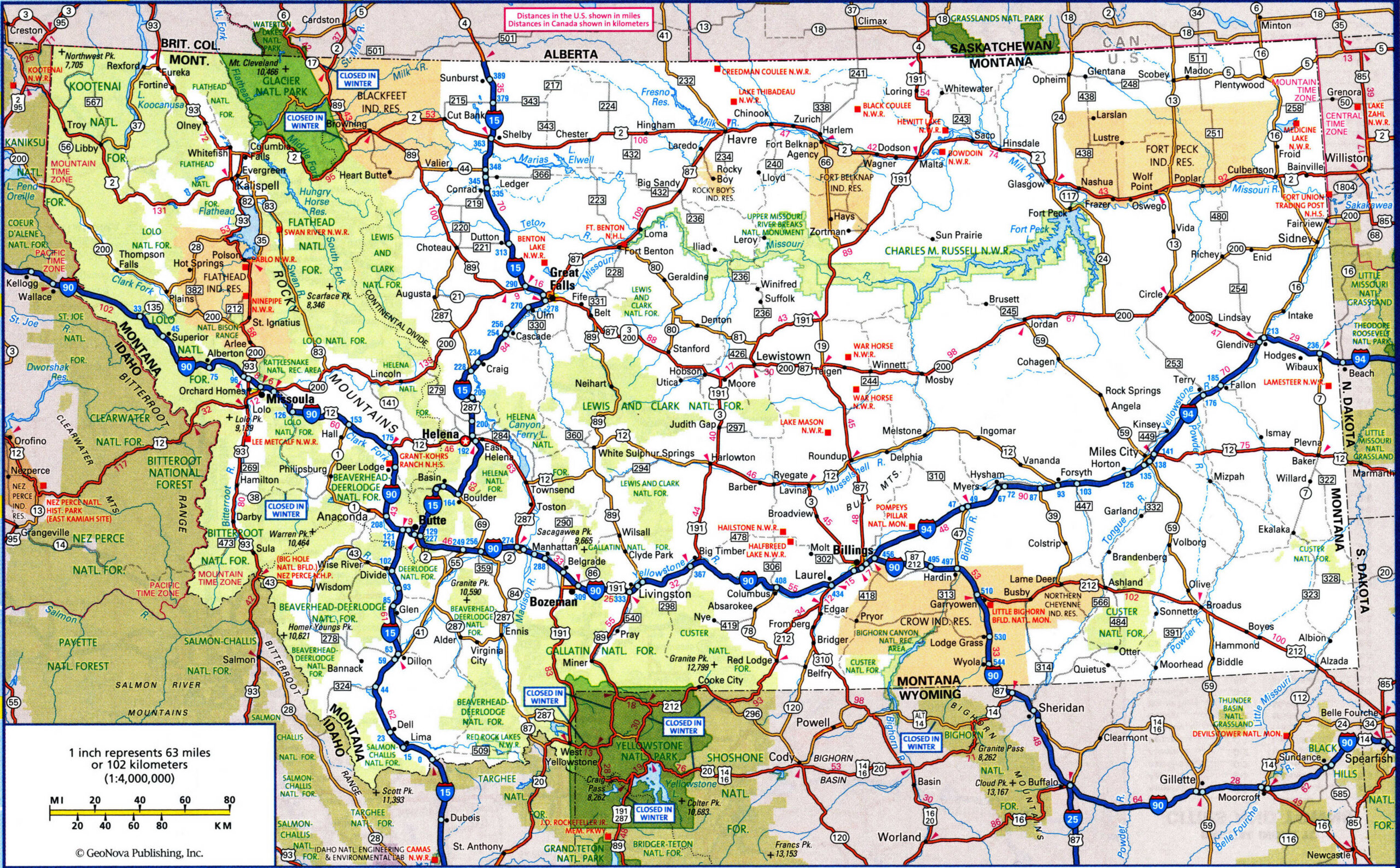 road map of Montana