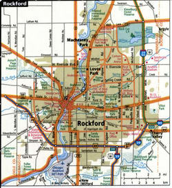 Map of Rockford with truck routes