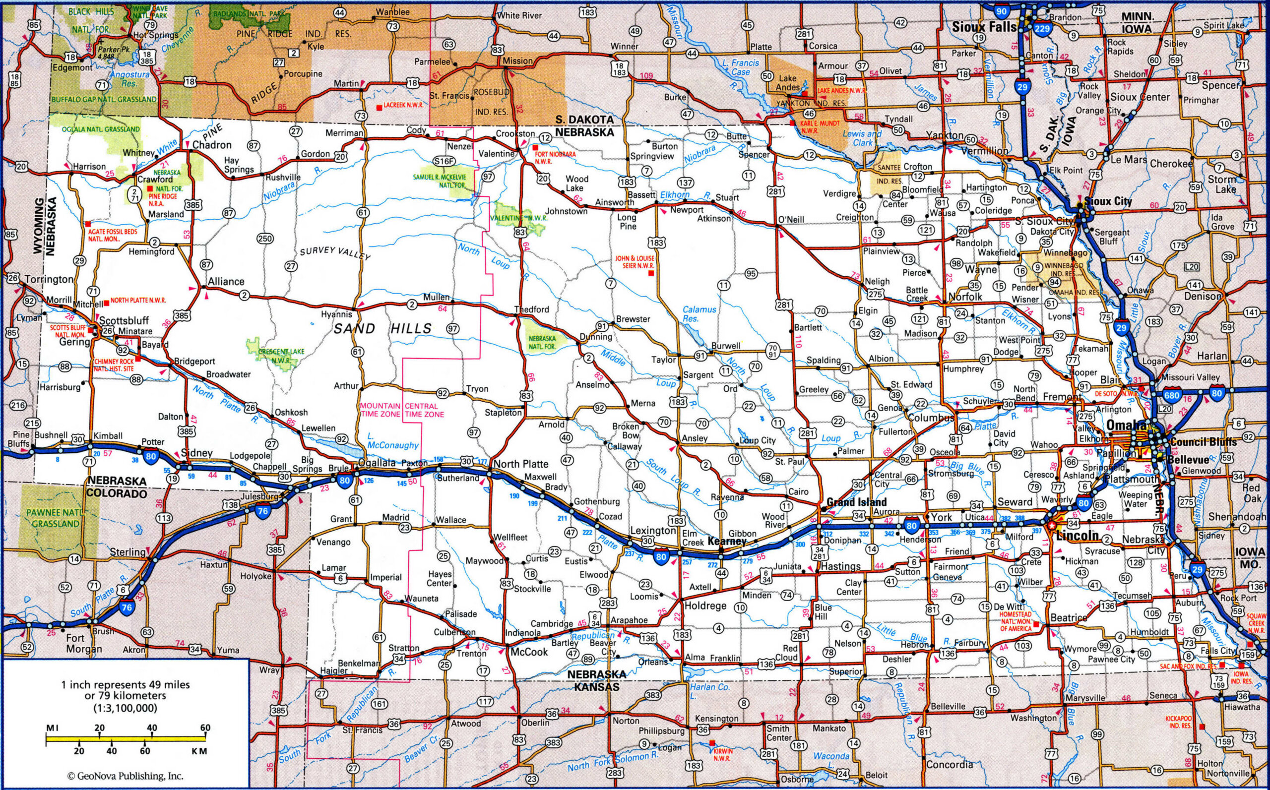 map of the highways and local roads of the state of Nebraska