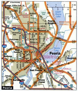 Map of Peoria with truck routes