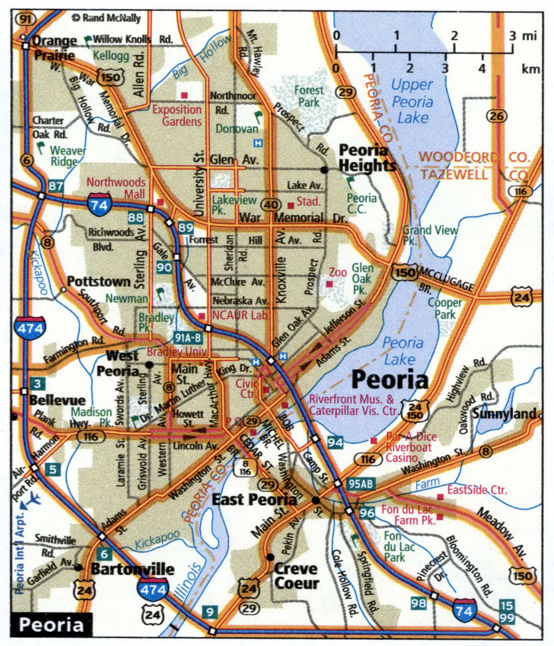 Peoria road map with truck routes