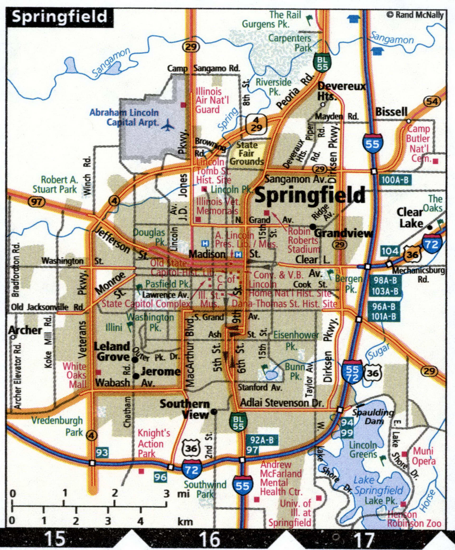 Springfield road map with truck routes