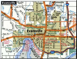 Evansville road map with truck routes