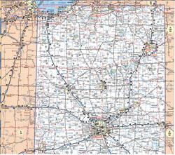 Map of northern Indiana. Map of the northern part of the state of Indiana with cities and roads
