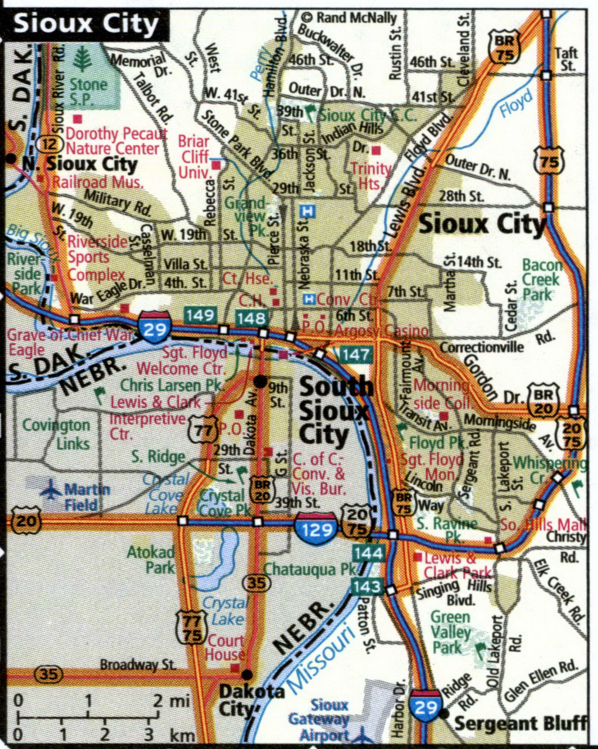 Sioux City road map with truck routes