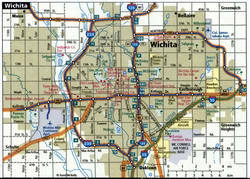 Wichita road map with trucker routes