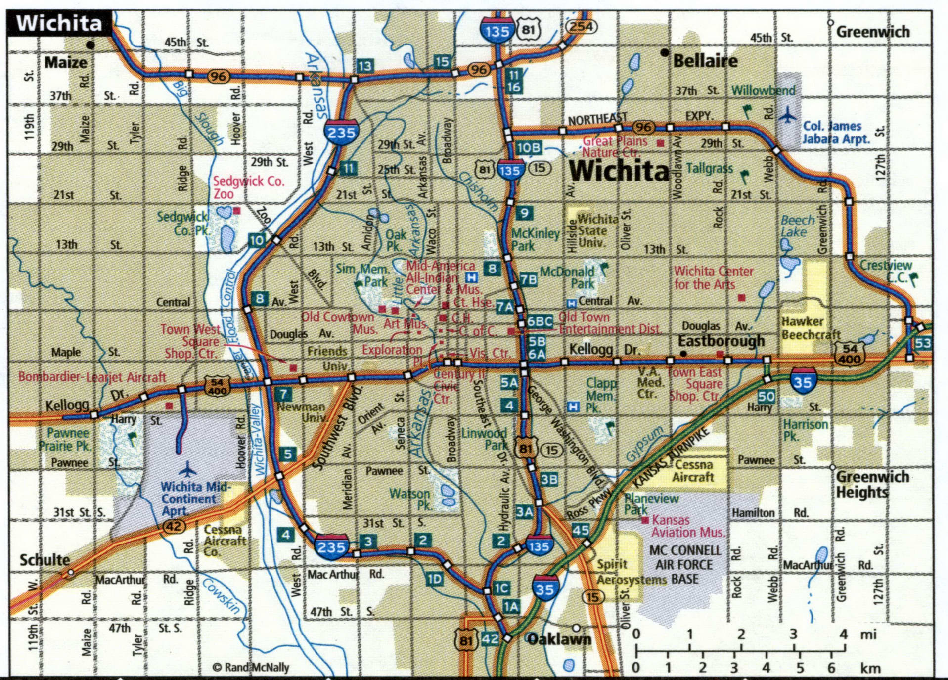 Wichita road map with trucker routes