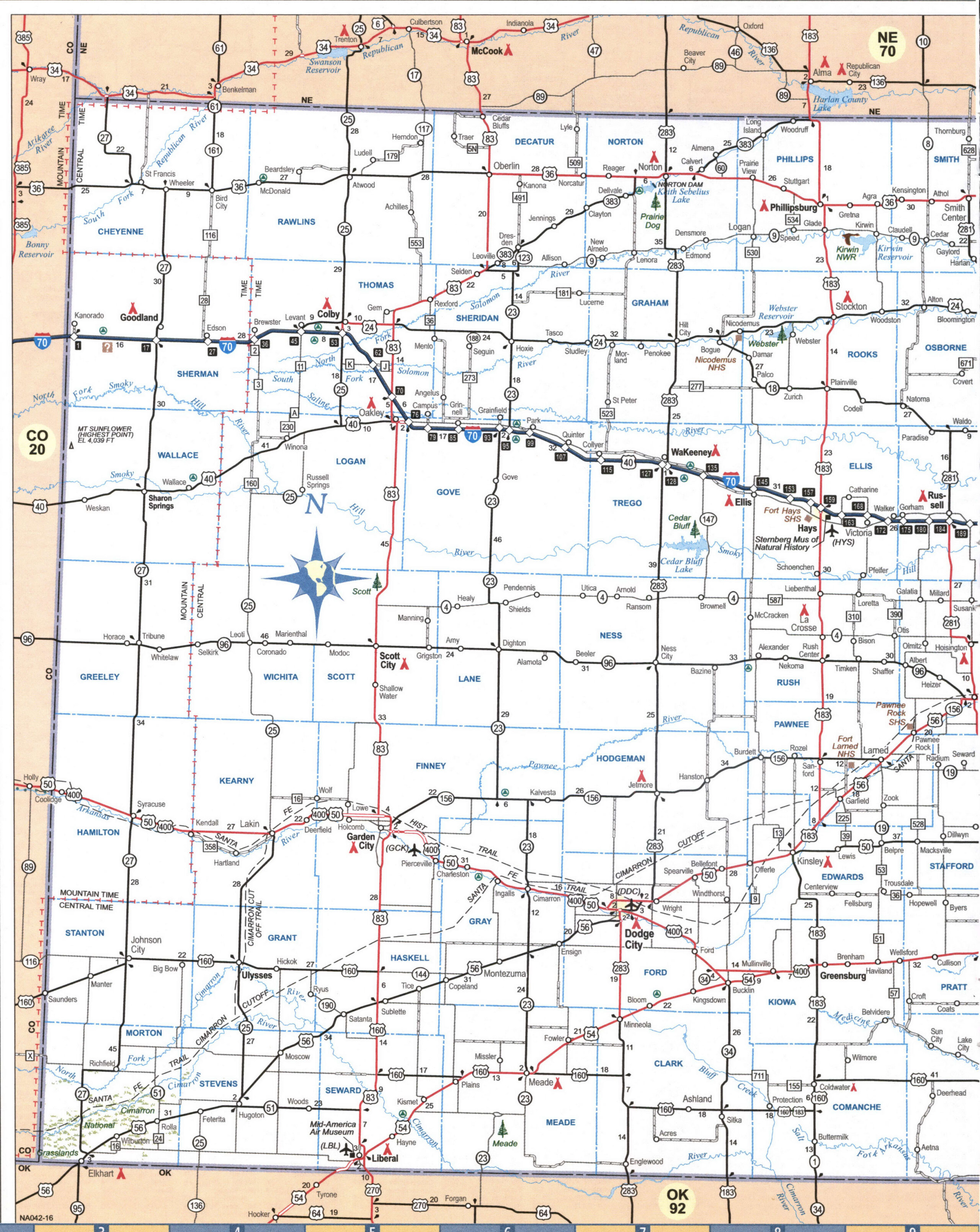 map of western Kansas with towns and cities
