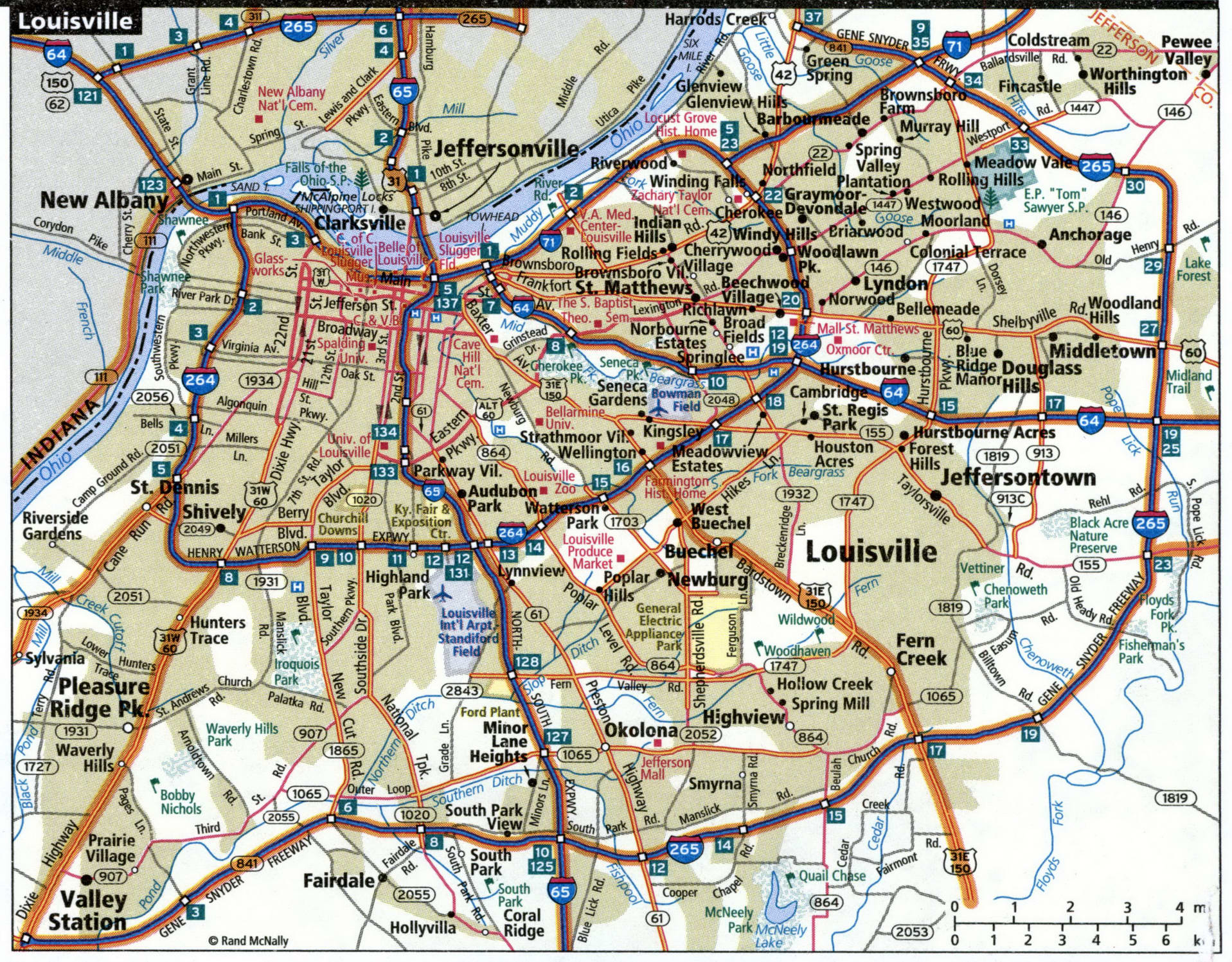 Louisville road map with trucker routes
