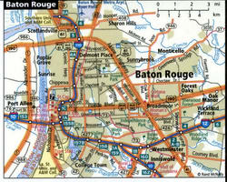 Baton Rouge road map with trucker routes