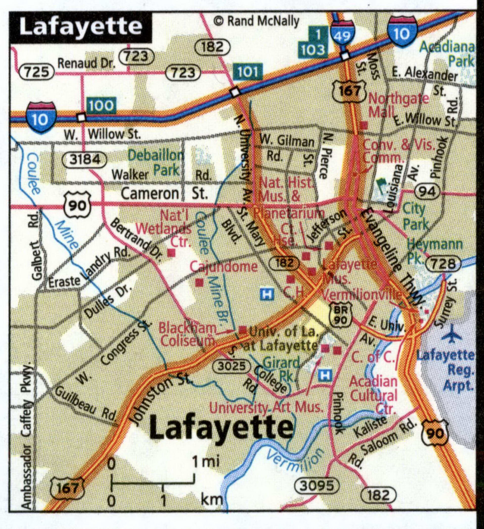 Lafayette road map with trucker routes