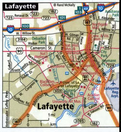 Lafayette road map with trucker routes