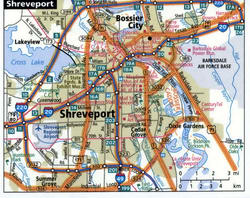 Shreveport road map with trucker routes