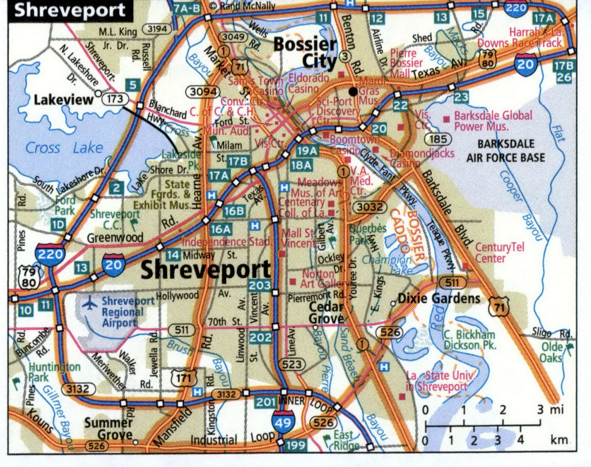 Shreveport road map with trucker routes