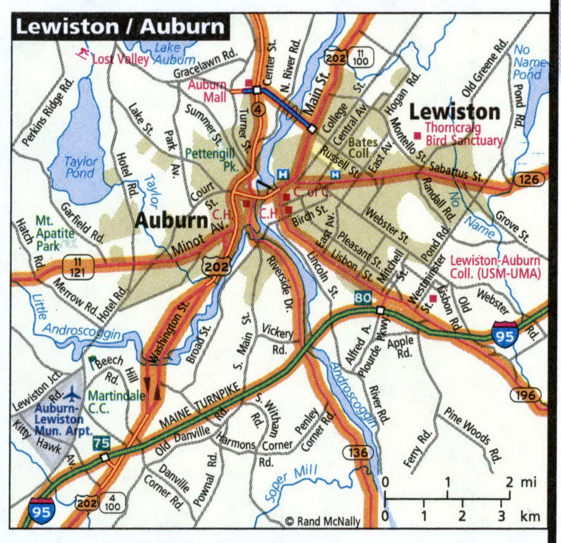 Lewiston road map with trucker routes