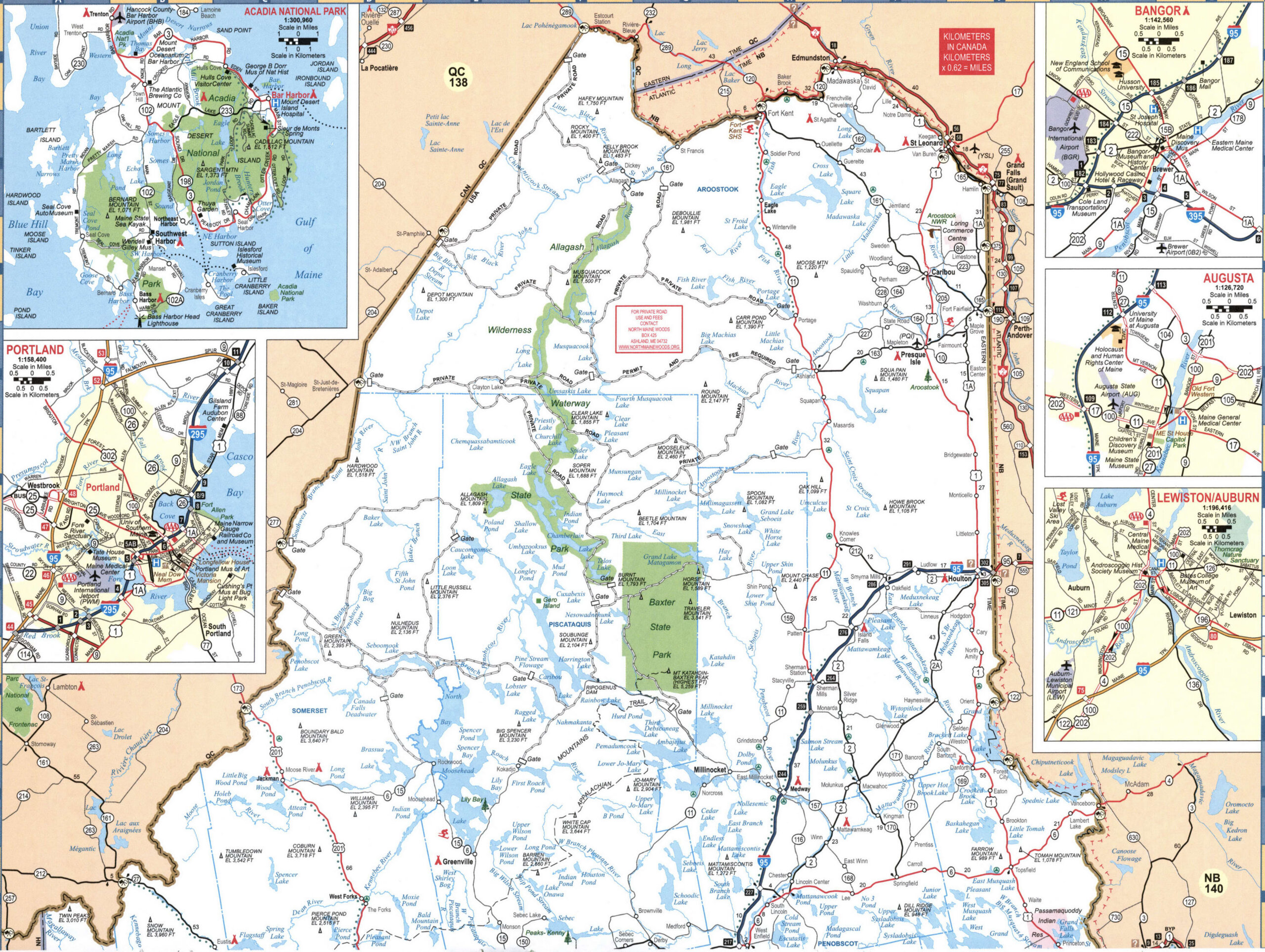 map of northern Maine with towns