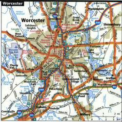Worcester road map with trucker routes