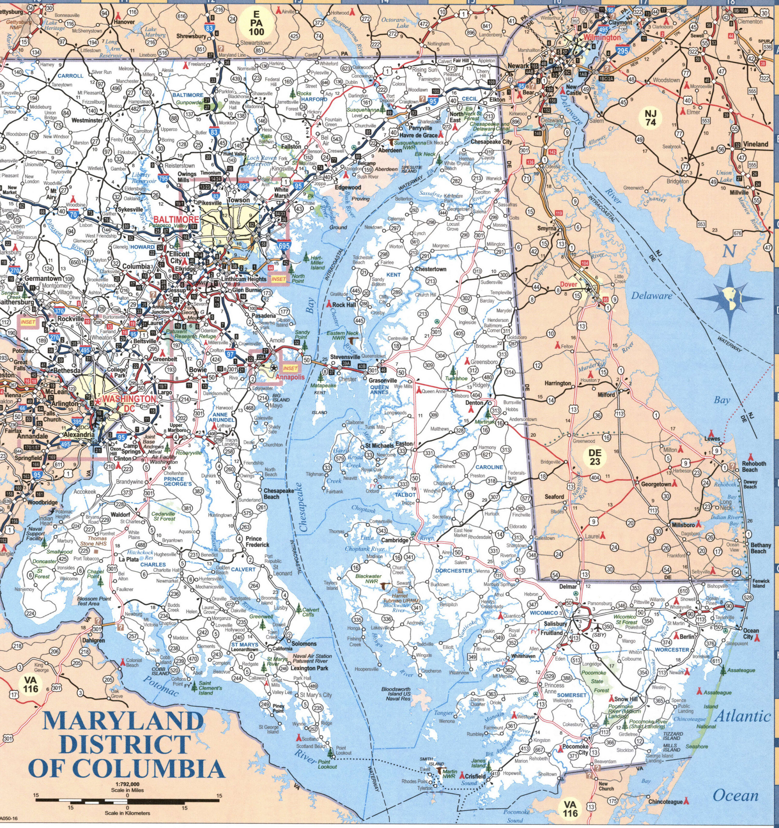 map of eastern Maryland