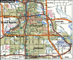 Grand Rapids road map with trucker routes