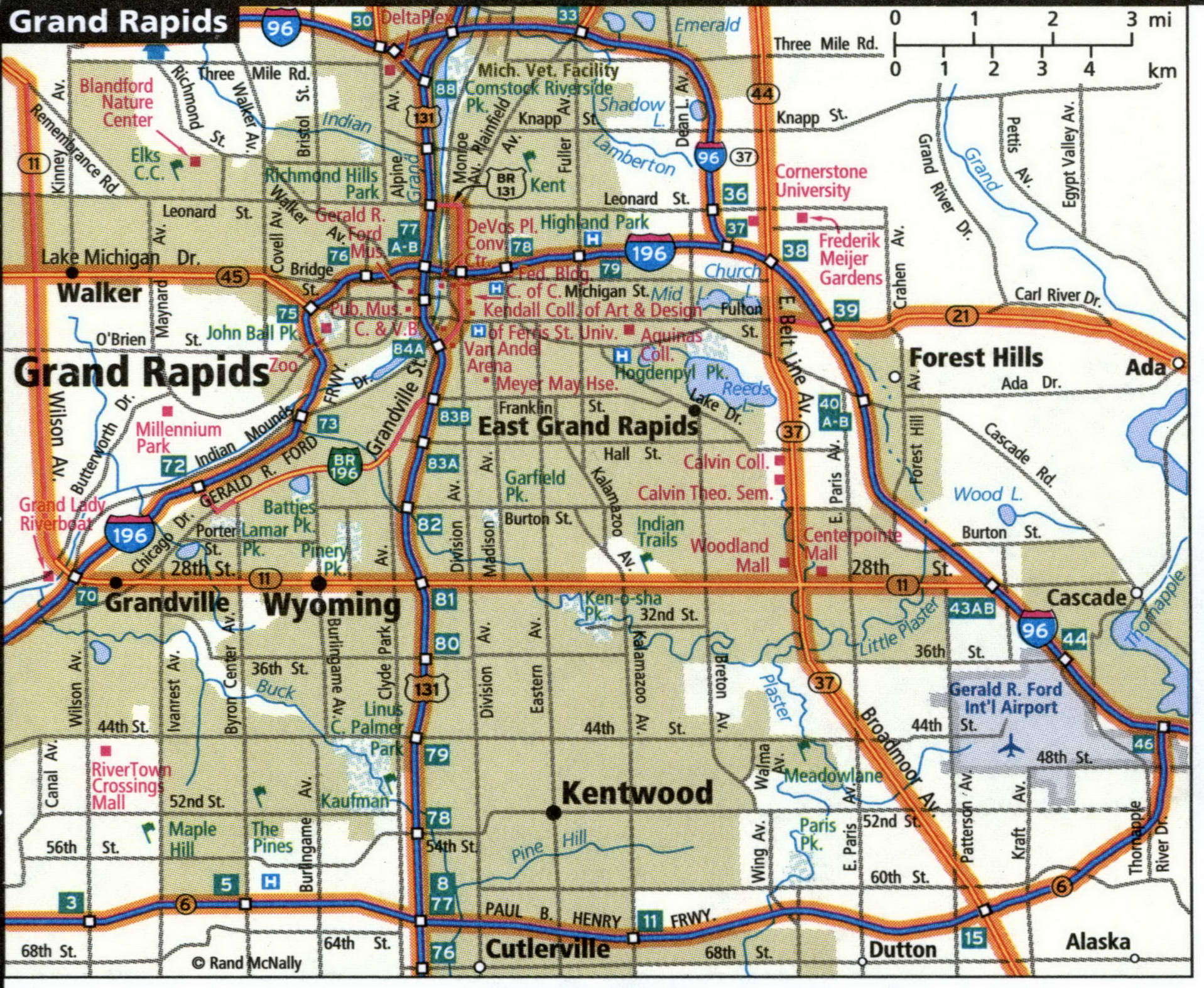 Grand Rapids road map with trucker routes