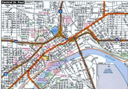 Central Saint Paul MN road map with trucker routes