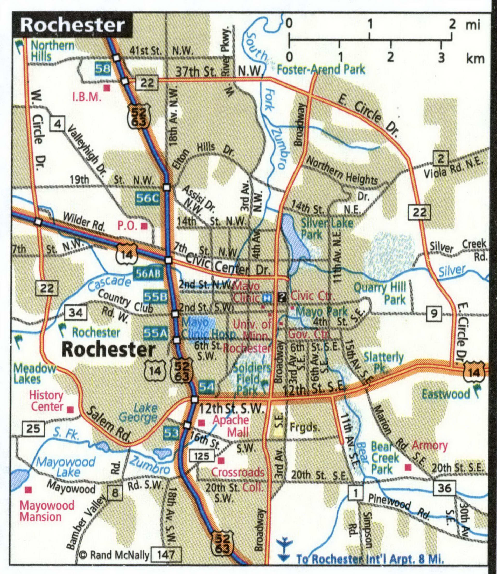 Rochester MN road map with trucker routes