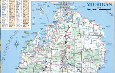 map of northern Michigan with towns