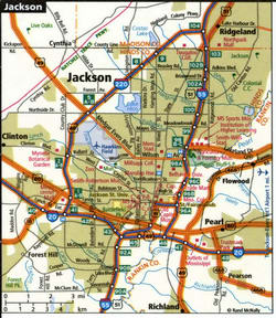 Jackson MS road map with trucker routes
